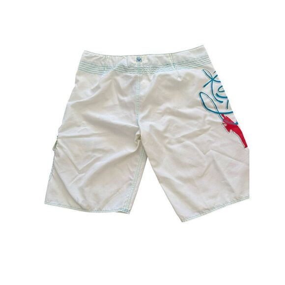 Y2K ROXY Quiksilver Women's Board Shorts Size 3 White Blue Surf Swim Vintage - Picture 6 of 7